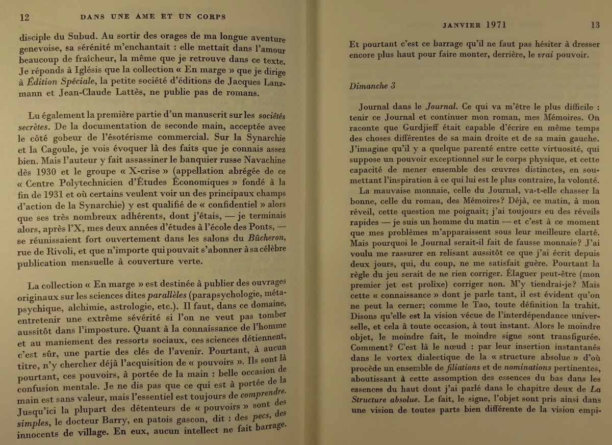 ABELLIO (Raymond) - Dans une âme et un corps (Journal 1971). Édition originale, 1973.-photo-2