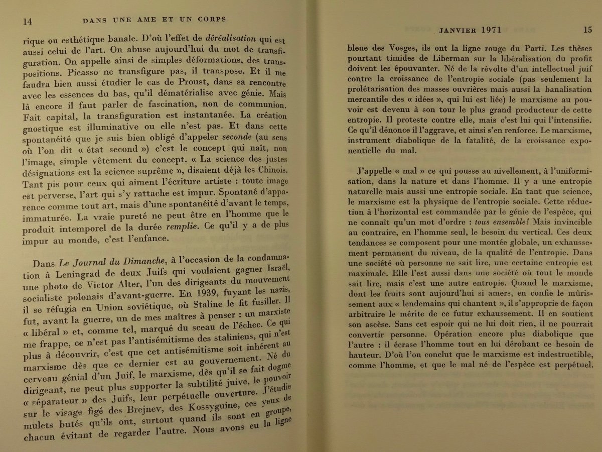 ABELLIO (Raymond) - Dans une âme et un corps (Journal 1971). Édition originale, 1973.-photo-3