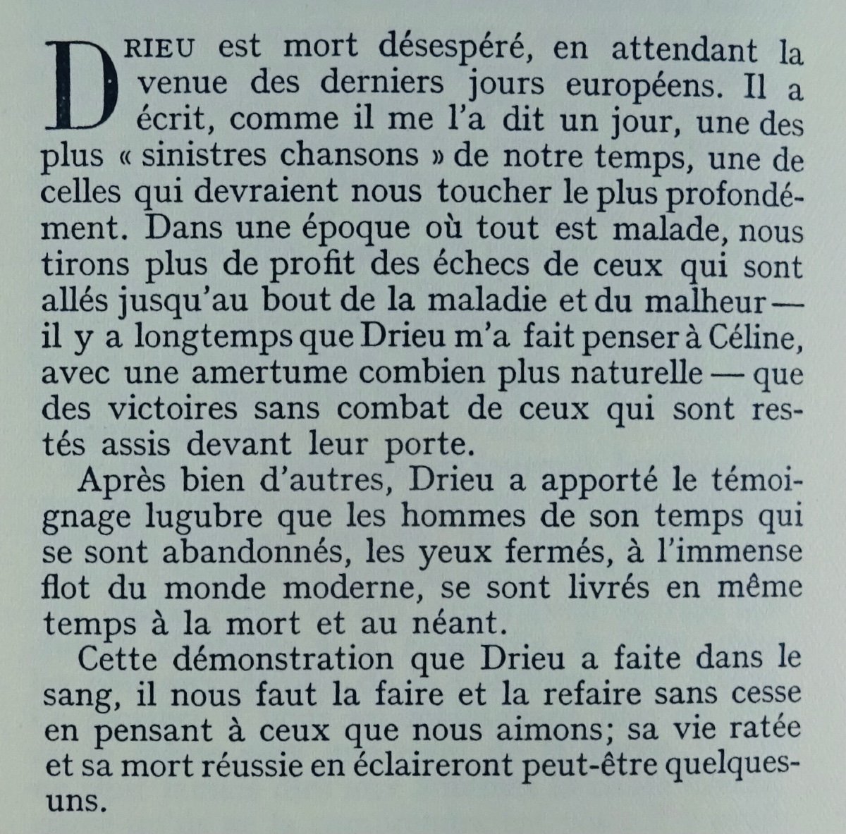 ANDREU (Pierre) - Drieu, témoin et visionnaire. Grasset, Édition Originale, 1952.-photo-3