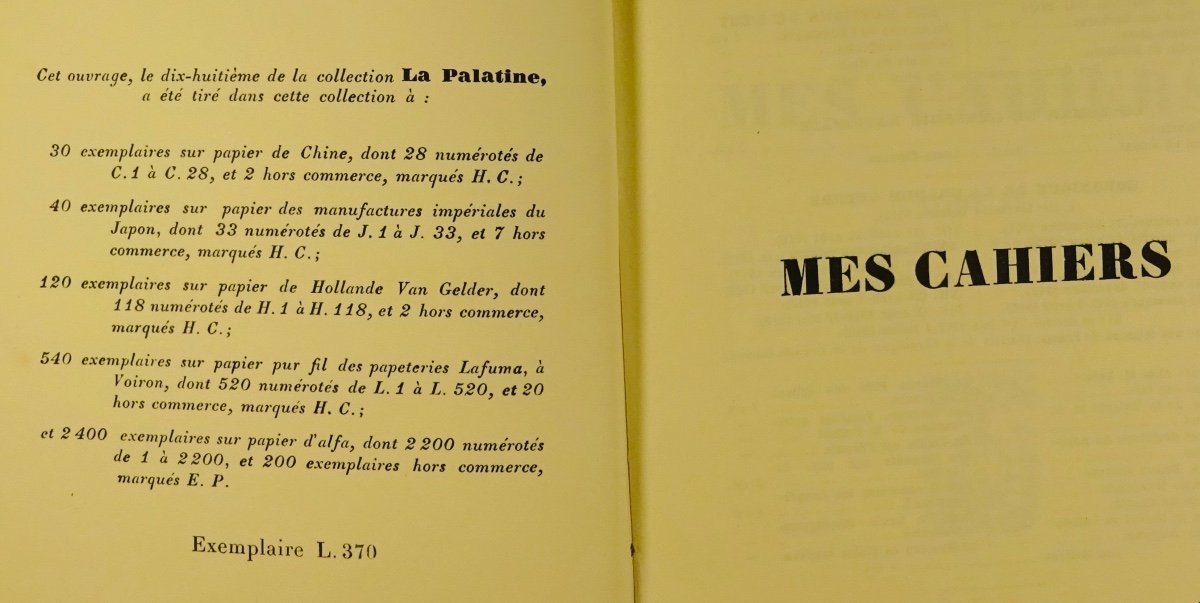 BARRÈS - Mes Cahiers. Tome quatrième (1904-1906). Plon - La Palatine. Édition originale.-photo-2