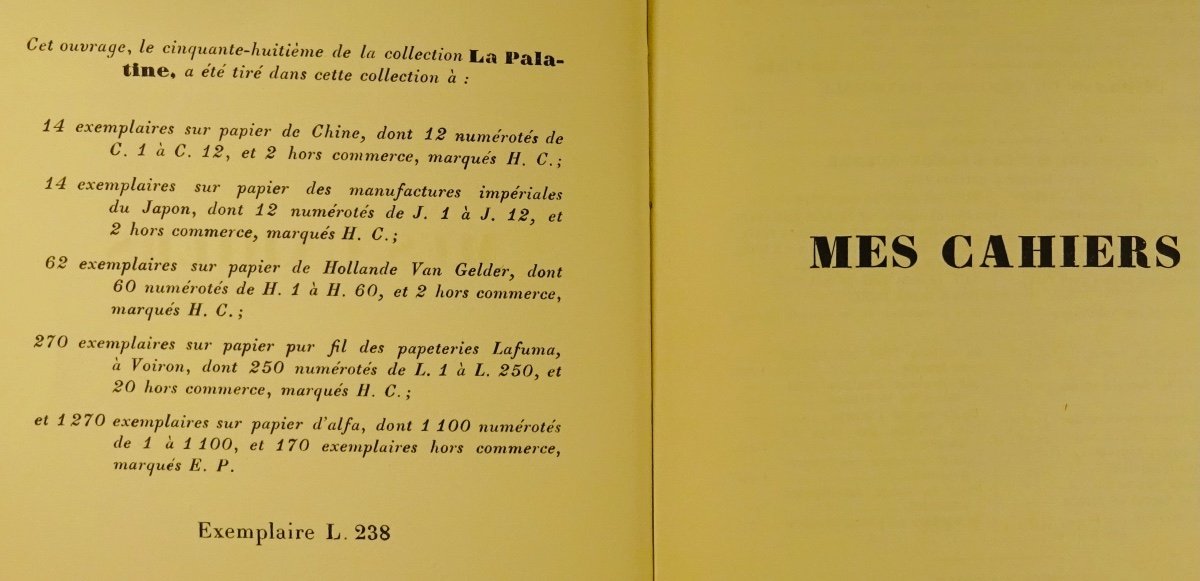 BARRÈS - Mes Cahiers. Tome dixième (1913-1914). Plon - La Palatine, 1936. Édition originale.-photo-2