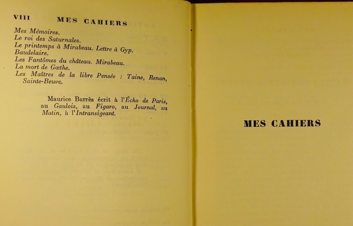 BarrÈs - My Notebooks. Tenth Volume (1913-1914). Plon - La Palatine, 1936. First Edition.-photo-1