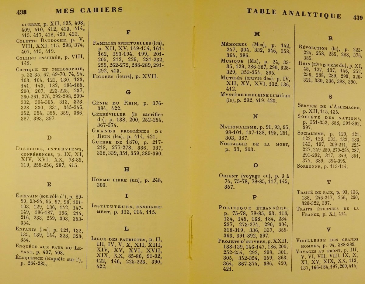 BARRÈS - Mes Cahiers. Tome onzième (1914-1918). Plon - La Palatine, 1937. Édition originale.-photo-2
