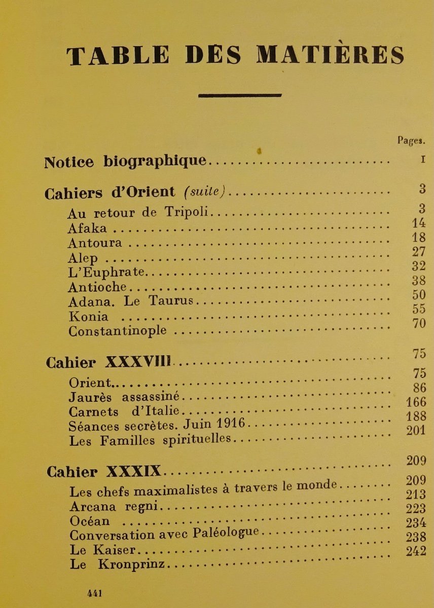 BARRÈS - Mes Cahiers. Tome onzième (1914-1918). Plon - La Palatine, 1937. Édition originale.-photo-3