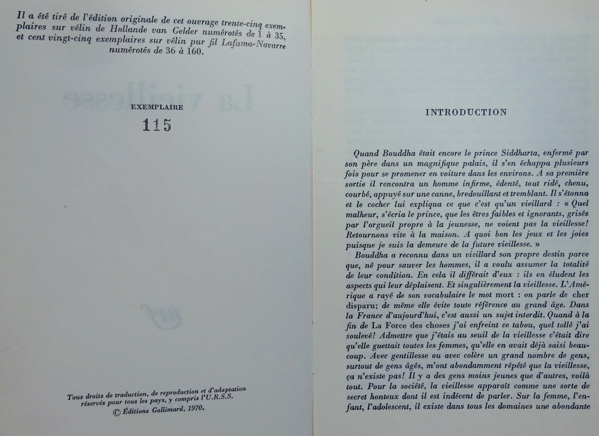 BEAUVOIR - La Vieillesse. Essai. Librairie Gallimard, 1970. Édition originale.-photo-3