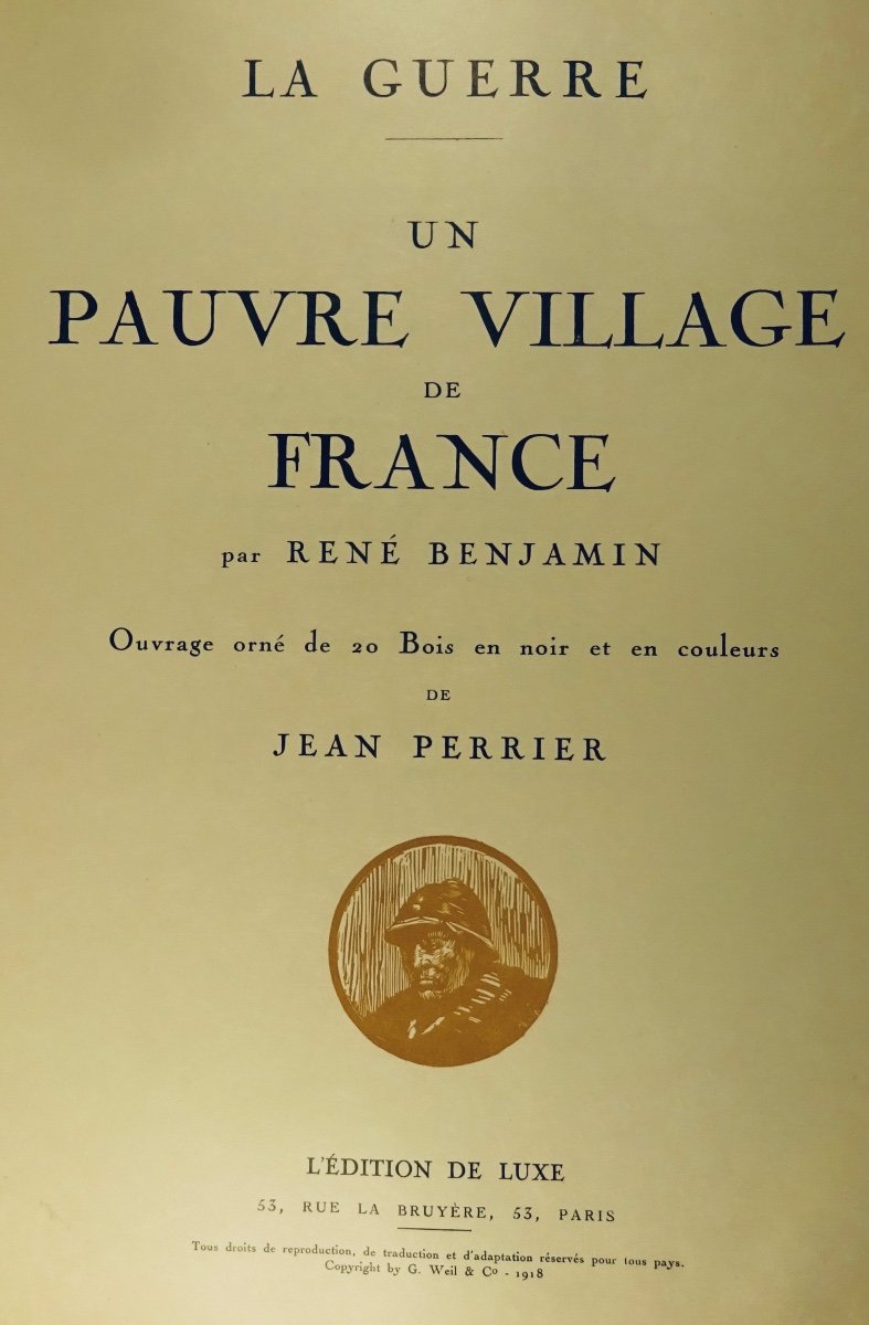 BENJAMIN - La Guerre. Un pauvre village de France. Édition de Luxe, 1918. Illustré par PERRIER.-photo-2