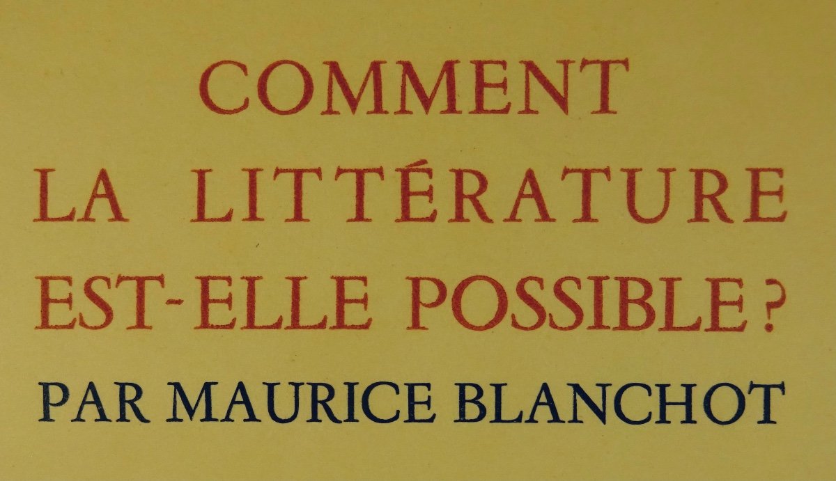 Blanchot - How Is Literature Possible ?. Chez José Corti, 1942. Original Edition-photo-2