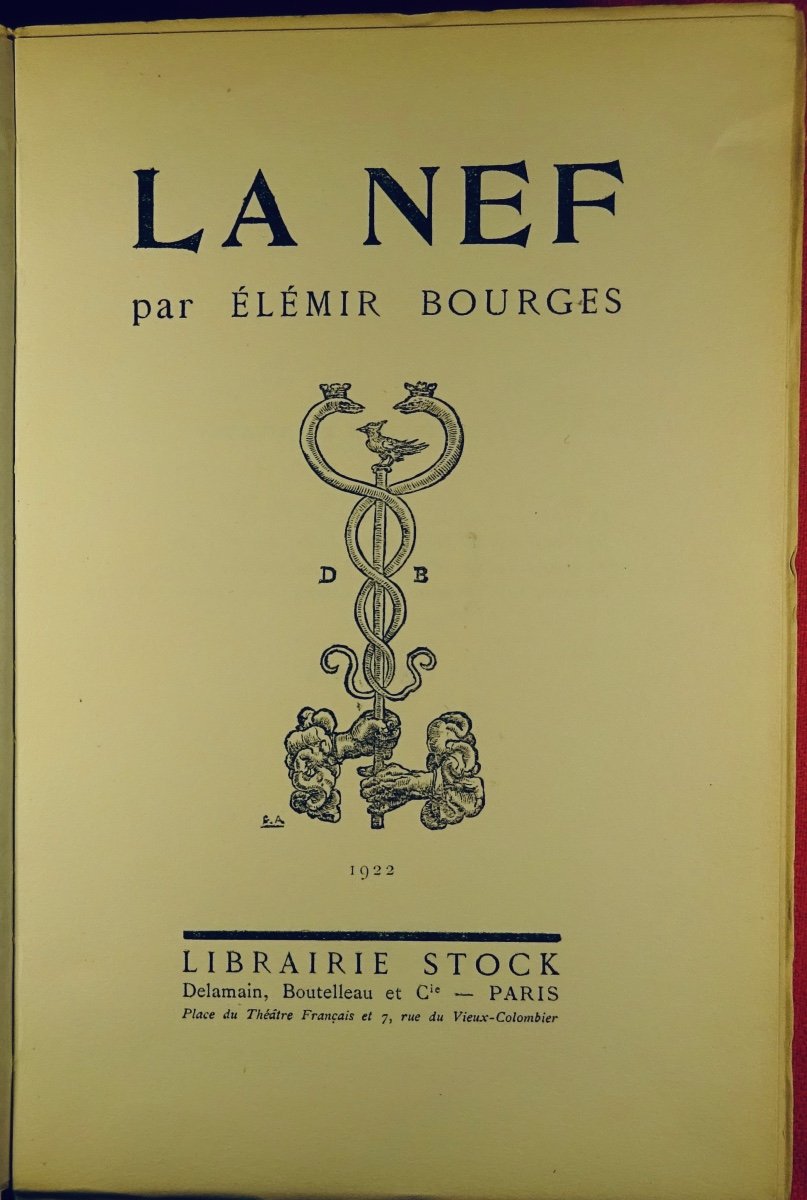 BOURGES - La Nef. Librairie Stock, 1922. En Frontispice Un Reproduction De Michel-ange.-photo-3