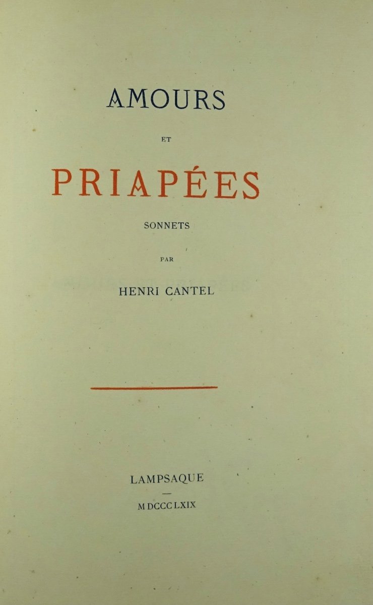 CANTEL  - Amours et priapées. Sonnets. Lampsaque (Bruxelles), 1869. Illustré par Félicien Rops.-photo-4