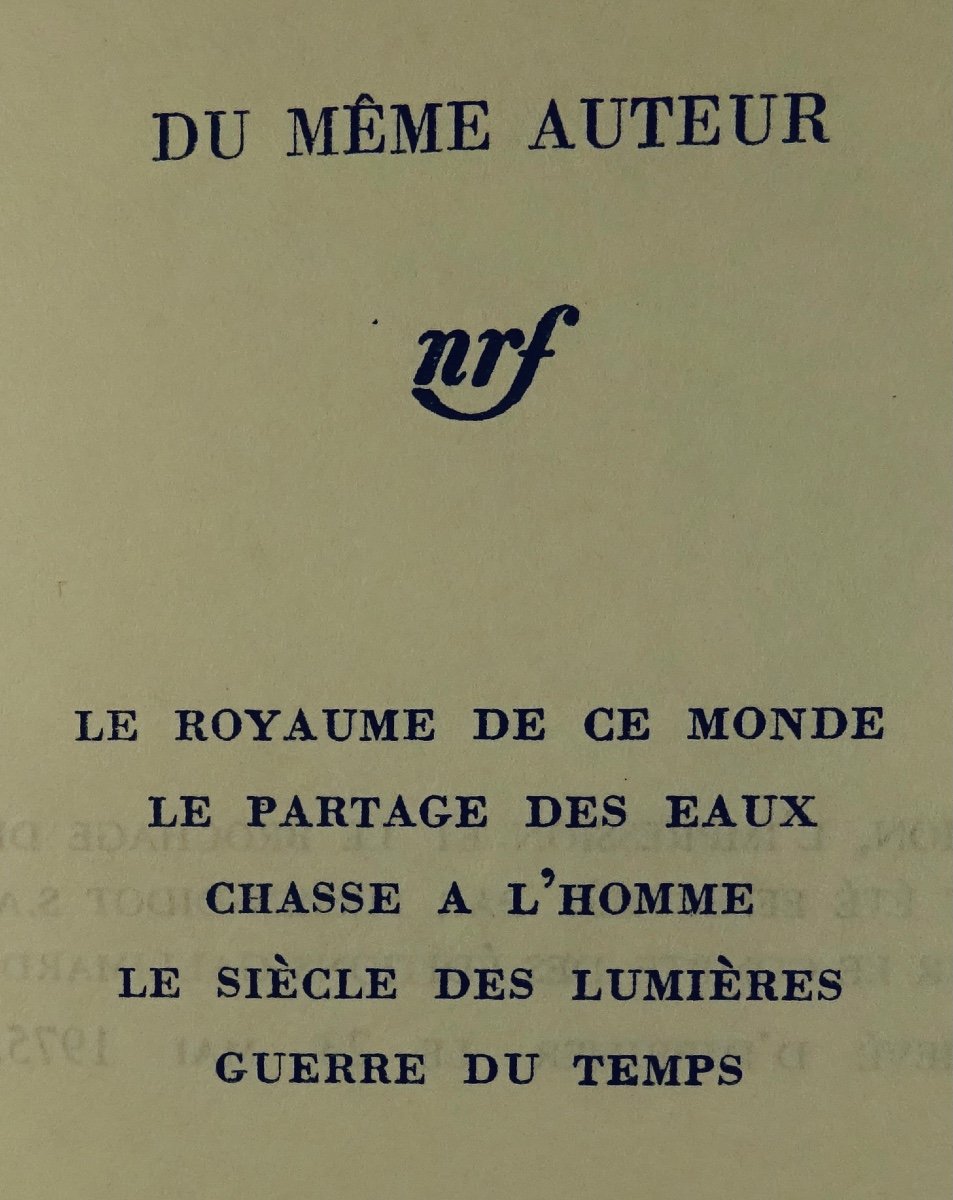 CARPENTIER - Le Recours de la méthode. Gallimard, 1975. Dédicace de l'auteur.-photo-4