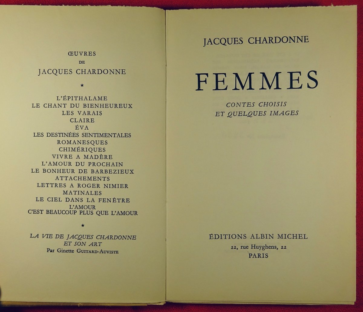 CHARDONNE - Femmes, Contes Choisis Et Quelques Images.  Albin Michel, 1961. Édition Originale.-photo-3