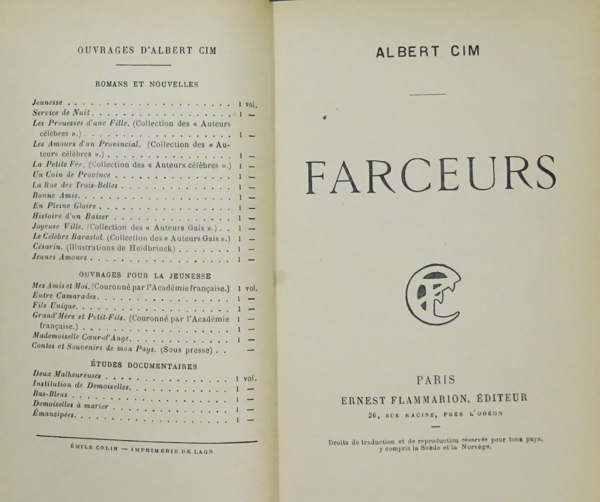 CIM (Albert) - Farceurs. Flammarion, s.d. (vers 1900). Édition originale.-photo-1