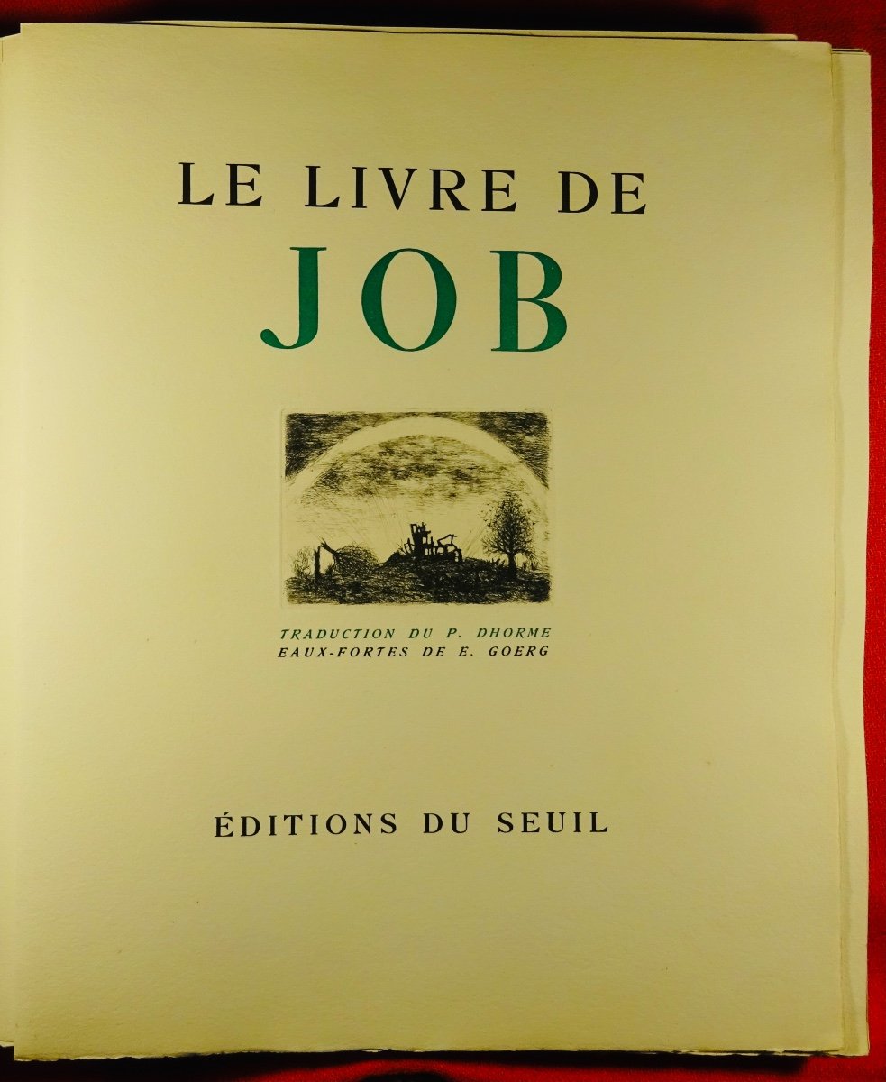 D'HORME - Le Livre de Job. Seuil, 1946. Illustré par Édouard GOERG.-photo-2