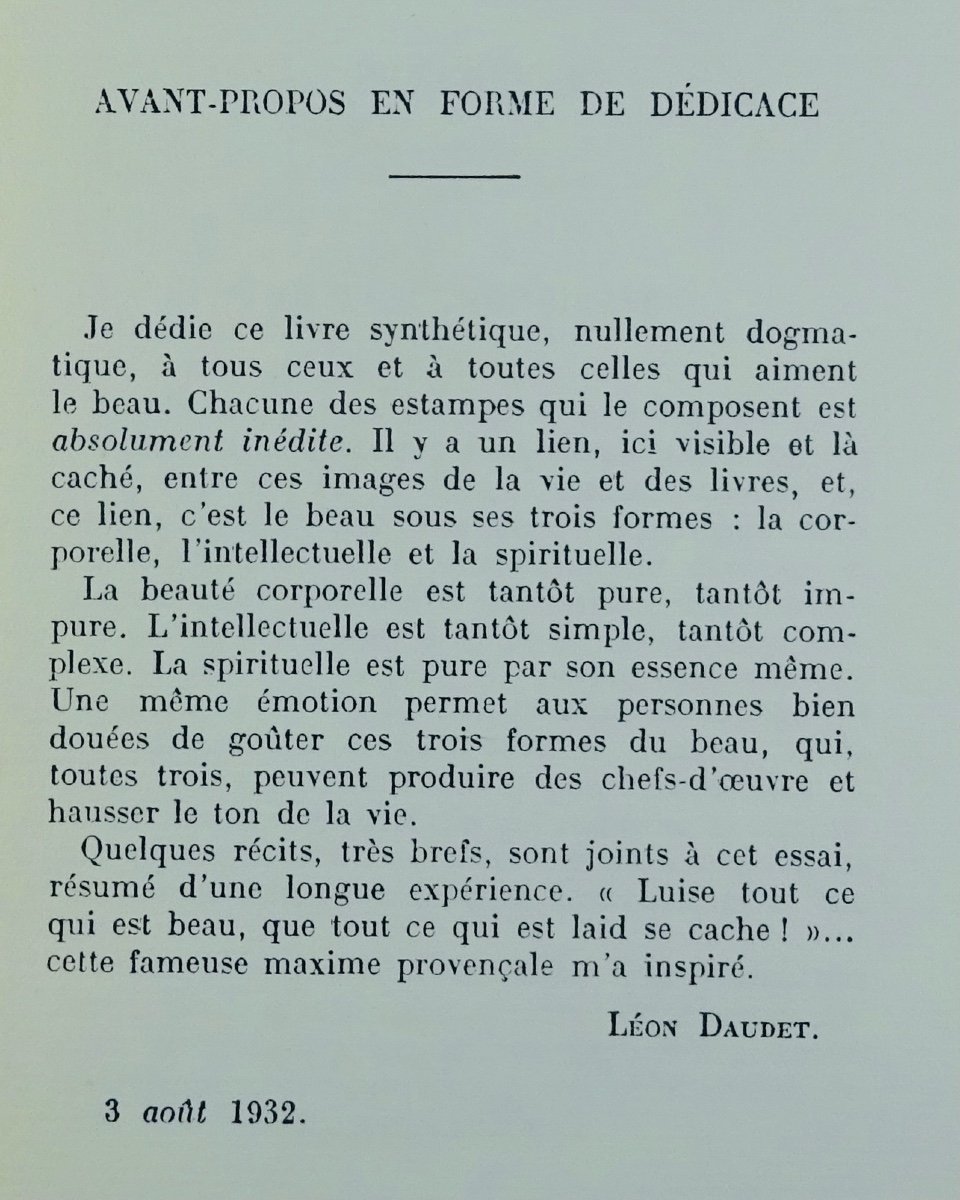 DAUDET - La Recherche Du Beau (corps Et âme). Flammarion, 1932. Exemplaire Numéroté.-photo-1