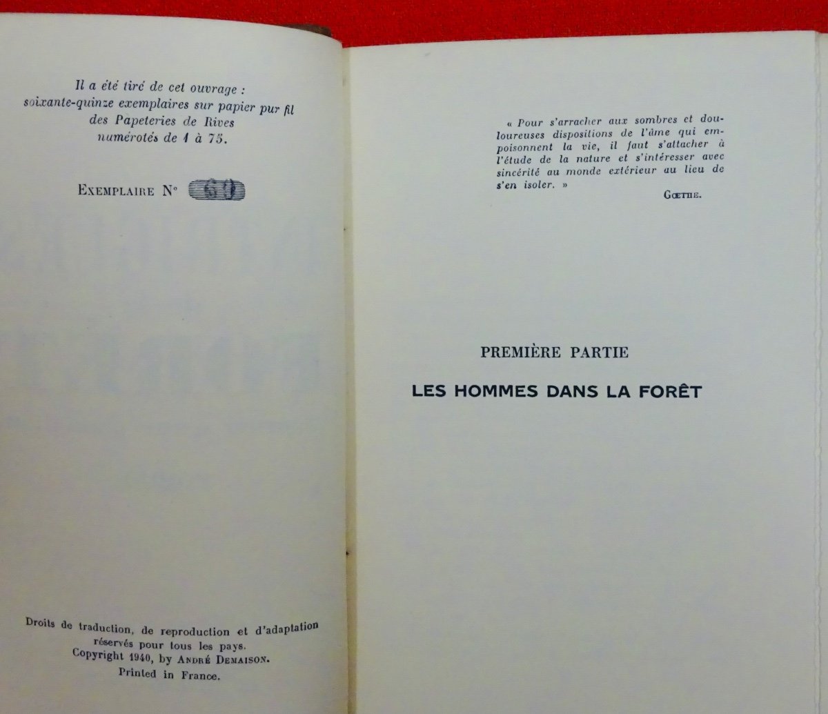Demaison - Intrigues De La Forêt (diary Of A Plantation). 1940. First Edition.-photo-3