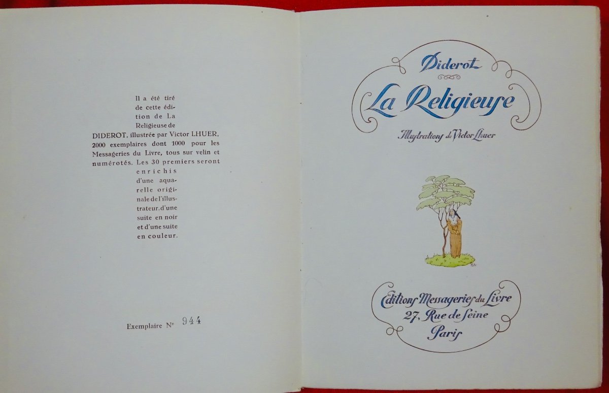 DIDEROT - La Religieuse. Éditions Messagerie du Livre, 1943. Illustré par LHUER.-photo-2