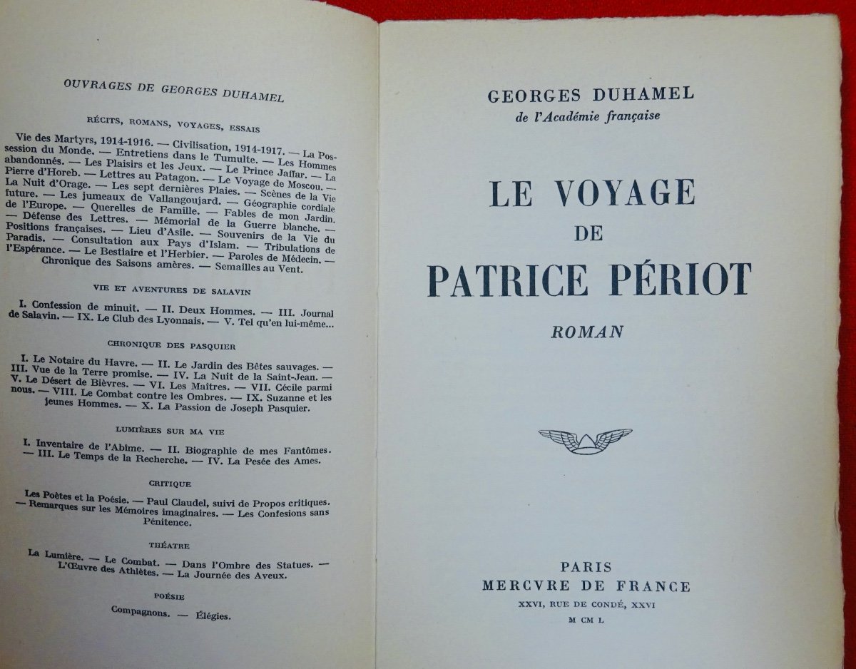 DUHAMEL - Le Voyage de Patrice Périot. Mercure de France, 1950. Édition originale.-photo-2