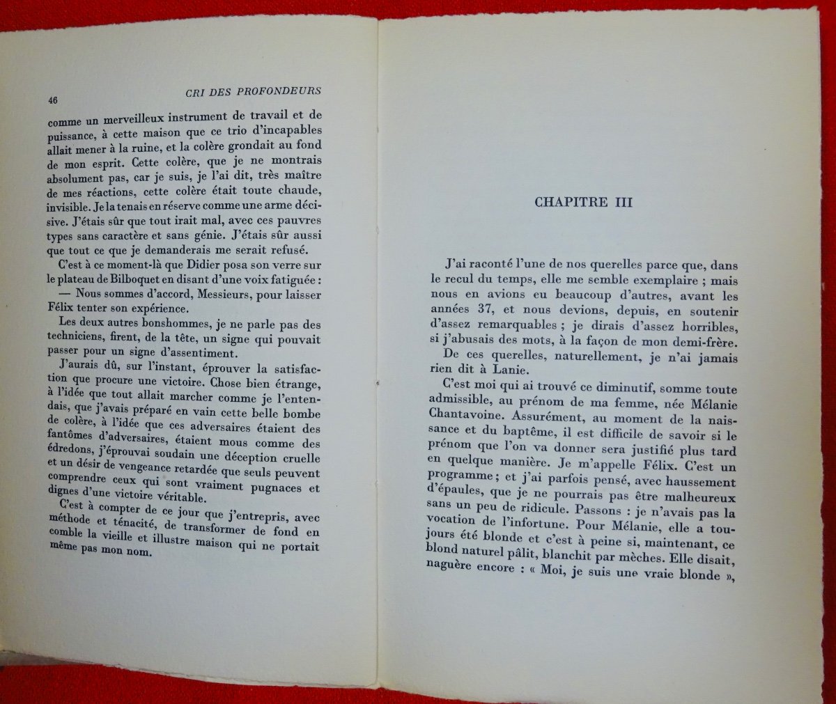 DUHAMEL- Cri Des Profondeurs. Mercure De France, 1951. Édition Originale.-photo-2
