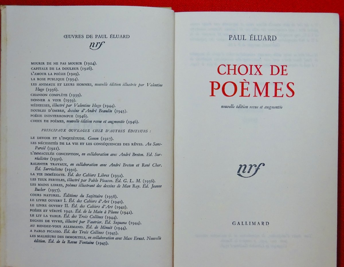 	ÉLUARD (Paul) - Choix de poèmes. Gallimard, 1946. Cartonnage Bonet-photo-2