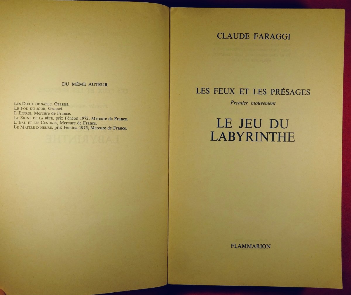 FARAGGI - Les Feux et les présages 1. Le Jeu du labyrinthe. Flammarion, 1978. Édition originale-photo-3