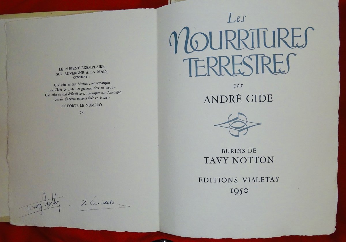 GIDE  - Les Nourritures terrestres. Éditions Vialetay, 1950. Illustré par Tavy NOTTON.