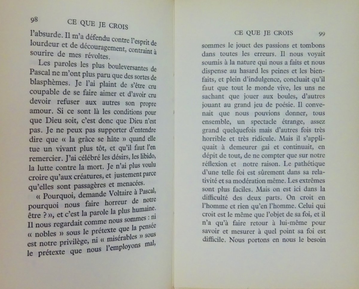 Guehenno - What I Believe. Bernard Grasset, 1964. First Edition.-photo-2
