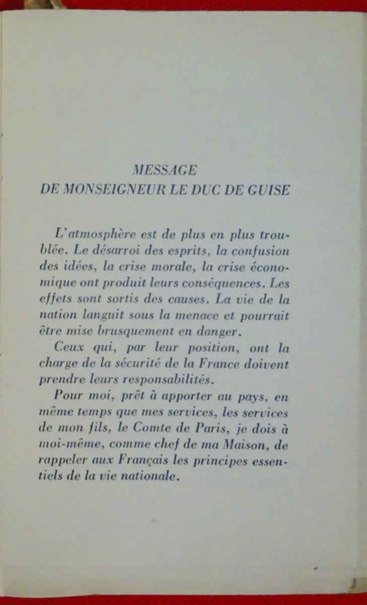 COMTE DE PARIS - Faillite d'Un Régime. Essai Sur Le Gouvernement De Demain. Édition Originale.-photo-1