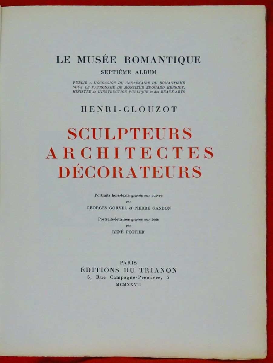 HENRI-CLOUZOT - Le musée romantique. Septième album. Sculpteurs, architectes décorateurs. 1930.-photo-2