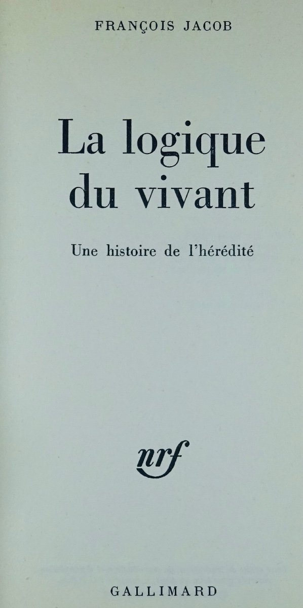 JACOB - La Logique du vivant. Une histoire de l'hérédité. 1970. Envoi de l'auteur.-photo-3