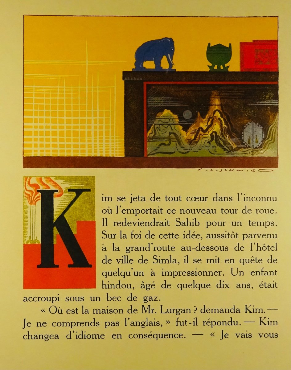 KIPLING (Rudyard) - Kim. Lausanne, Gonin & Cie, 1930 . Illustré par François-Louis SCHMIED.-photo-3
