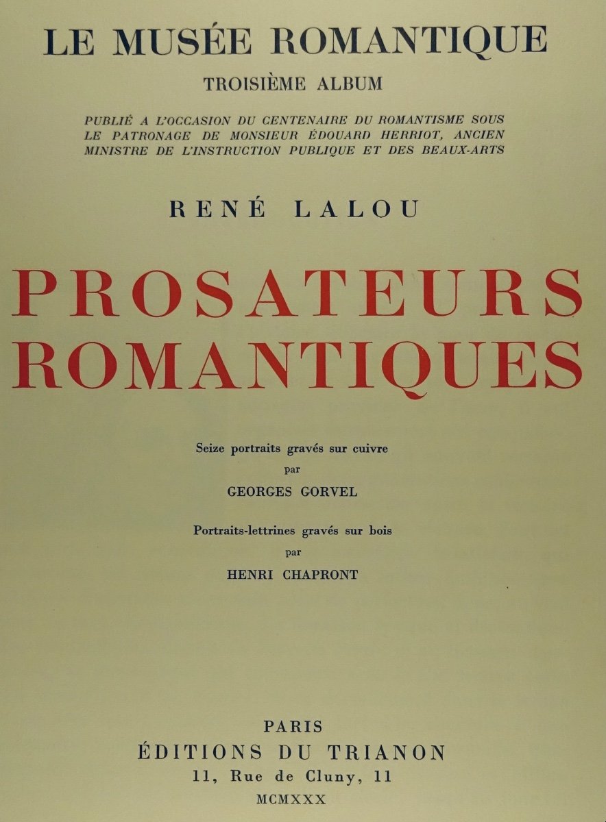 LALOU - Le Musée romantique. Troisième album. Prosateurs romantiques. Éditions du Trianon.-photo-2