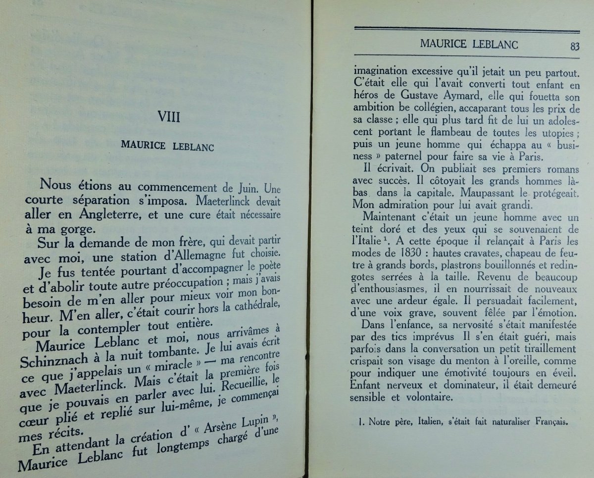 Leblanc (georgette) - Memories (1895-1918). Bernard Grasset, 1931. First Edition.-photo-6