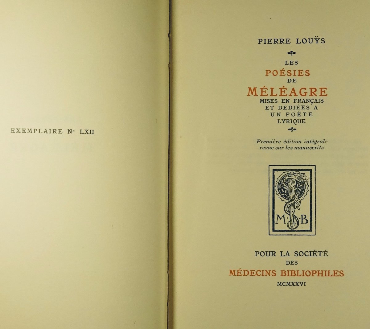 LouŸs (pierre) - The Poems Of Meleager. Society Of Bibliophile Physicians, 1926. Coysyn.-photo-3