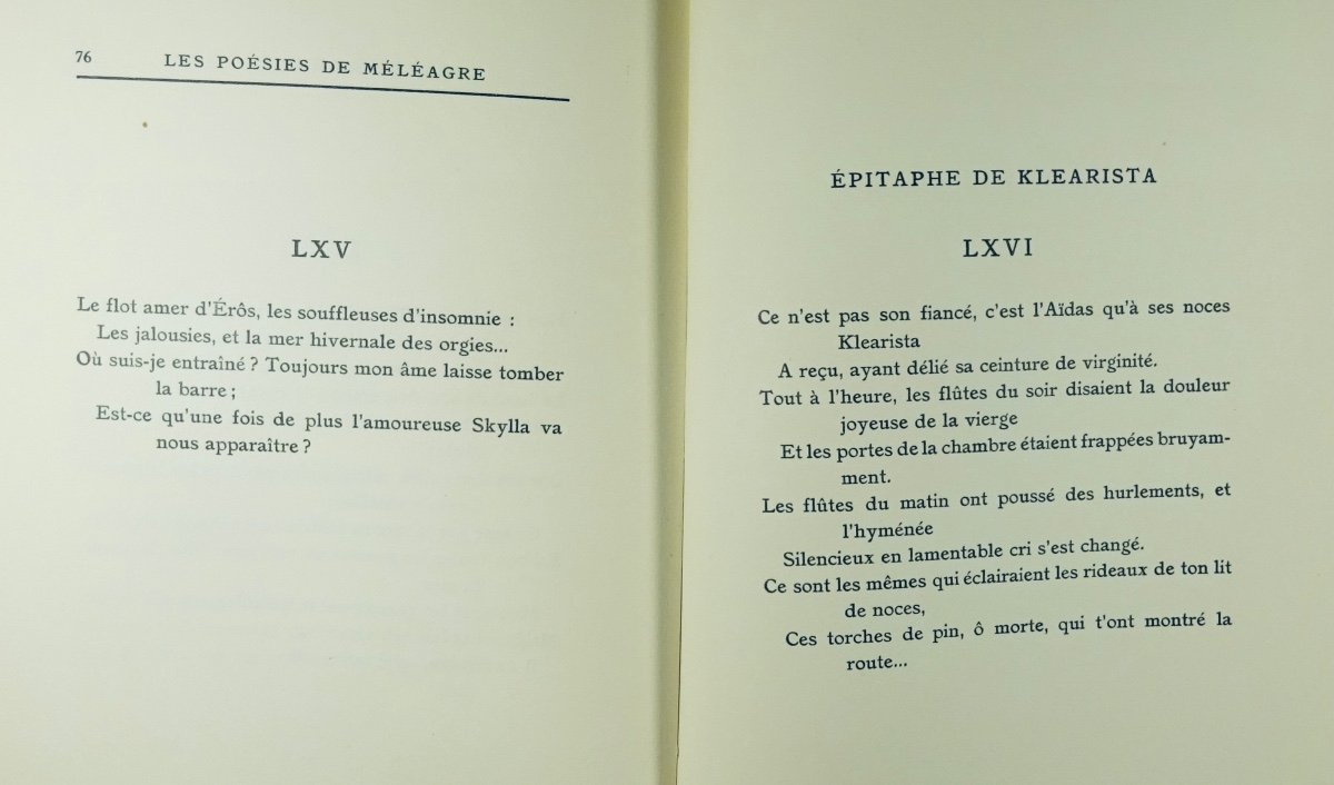 LOUŸS (Pierre) - Les Poésies de Méléagre. Société des Médecins Bibliophiles, 1926. COYSYN.-photo-4
