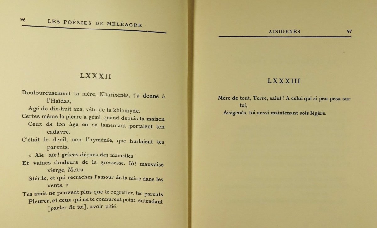LOUŸS (Pierre) - Les Poésies de Méléagre. Société des Médecins Bibliophiles, 1926. COYSYN.-photo-2