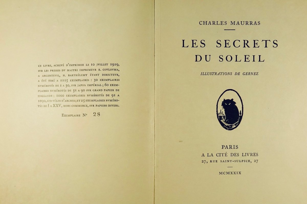 MAURRAS - Les Secrets du soleil. Paris, A la Cité des Livres, 1929. Illustré par GERNEZ.-photo-3