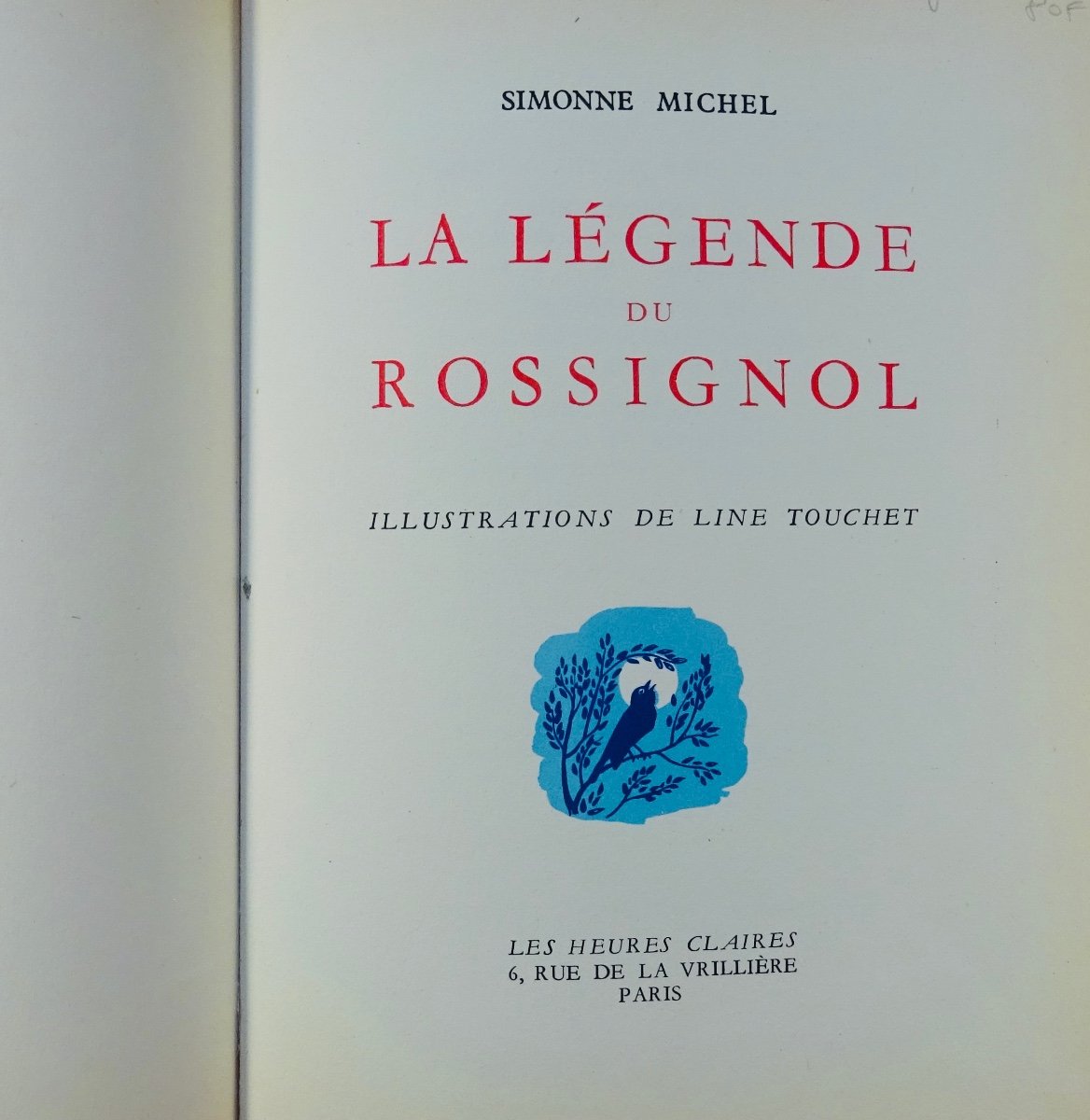Michel - The Legend Of The Nightingale. Paris, Les Heures Claires, 1946. Illustrated By Touchet.-photo-2
