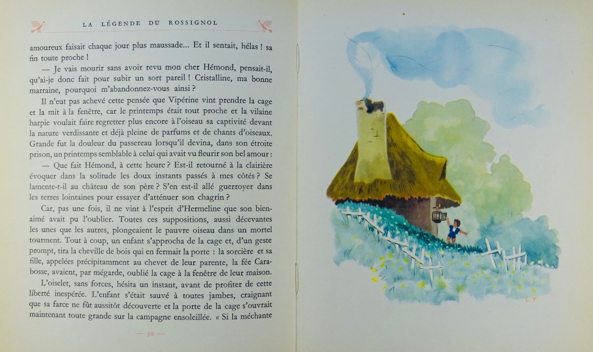 Michel - The Legend Of The Nightingale. Paris, Les Heures Claires, 1946. Illustrated By Touchet.-photo-6