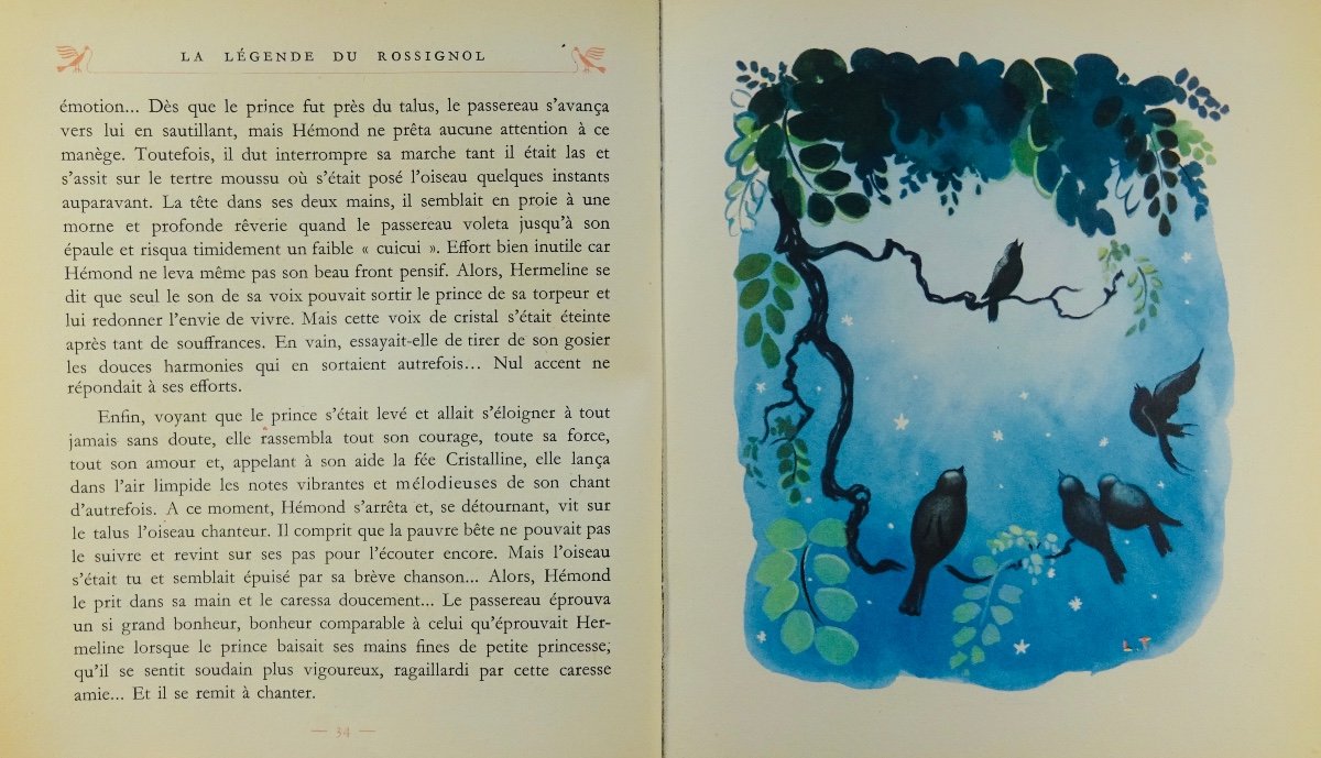 Michel - The Legend Of The Nightingale. Paris, Les Heures Claires, 1946. Illustrated By Touchet.-photo-7
