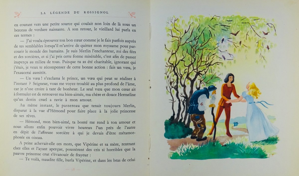 Michel - The Legend Of The Nightingale. Paris, Les Heures Claires, 1946. Illustrated By Touchet.-photo-8