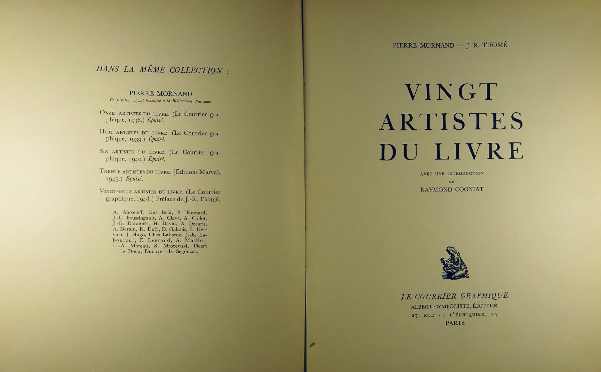 MORNAND (Pierre), THOME (J.-R.) - Vingt artistes du livre.  Le Courrier Graphique, 1950.
