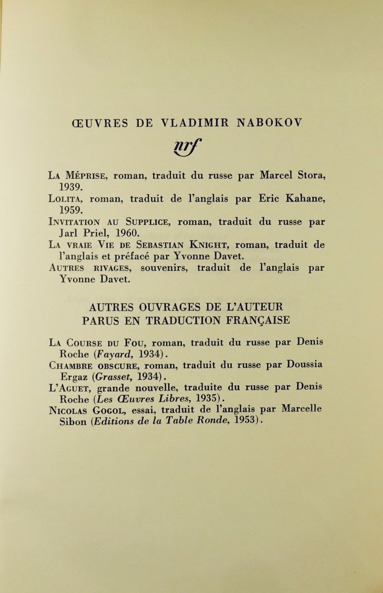 Nabokov (vladimir) - Pnin. Paris, Gallimard, 1962. First Edition.-photo-2