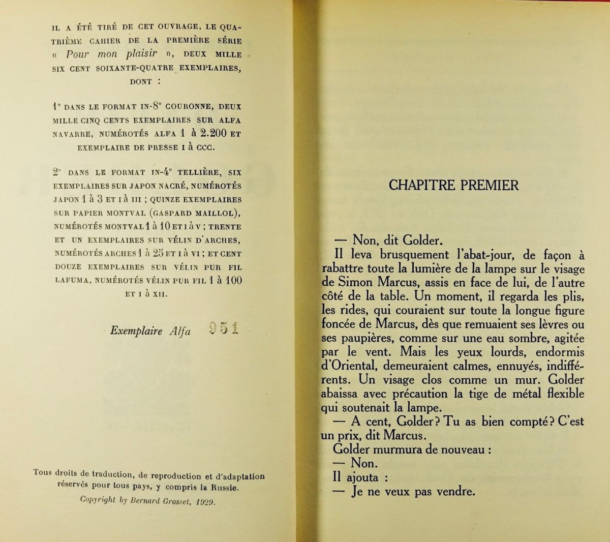 NÉMIROVSKY  - David Golder. Grasset, 1929 ; in-12, 240 pp., reliure signée CREUZEVAULT.-photo-2