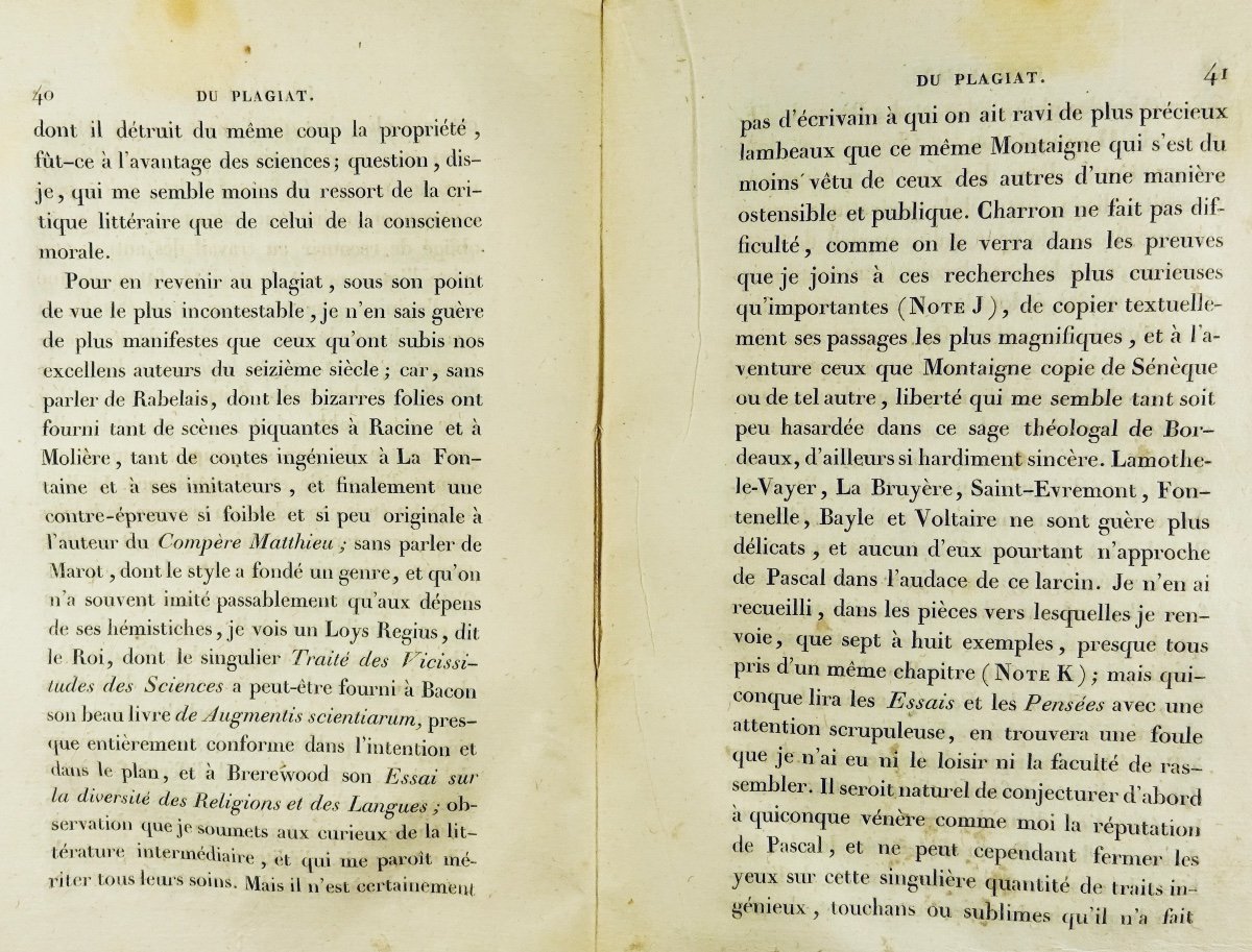 NODIER (Charles ) - Questions de littérature légale. Du plagiat... 1828, édition d'époque.-photo-7