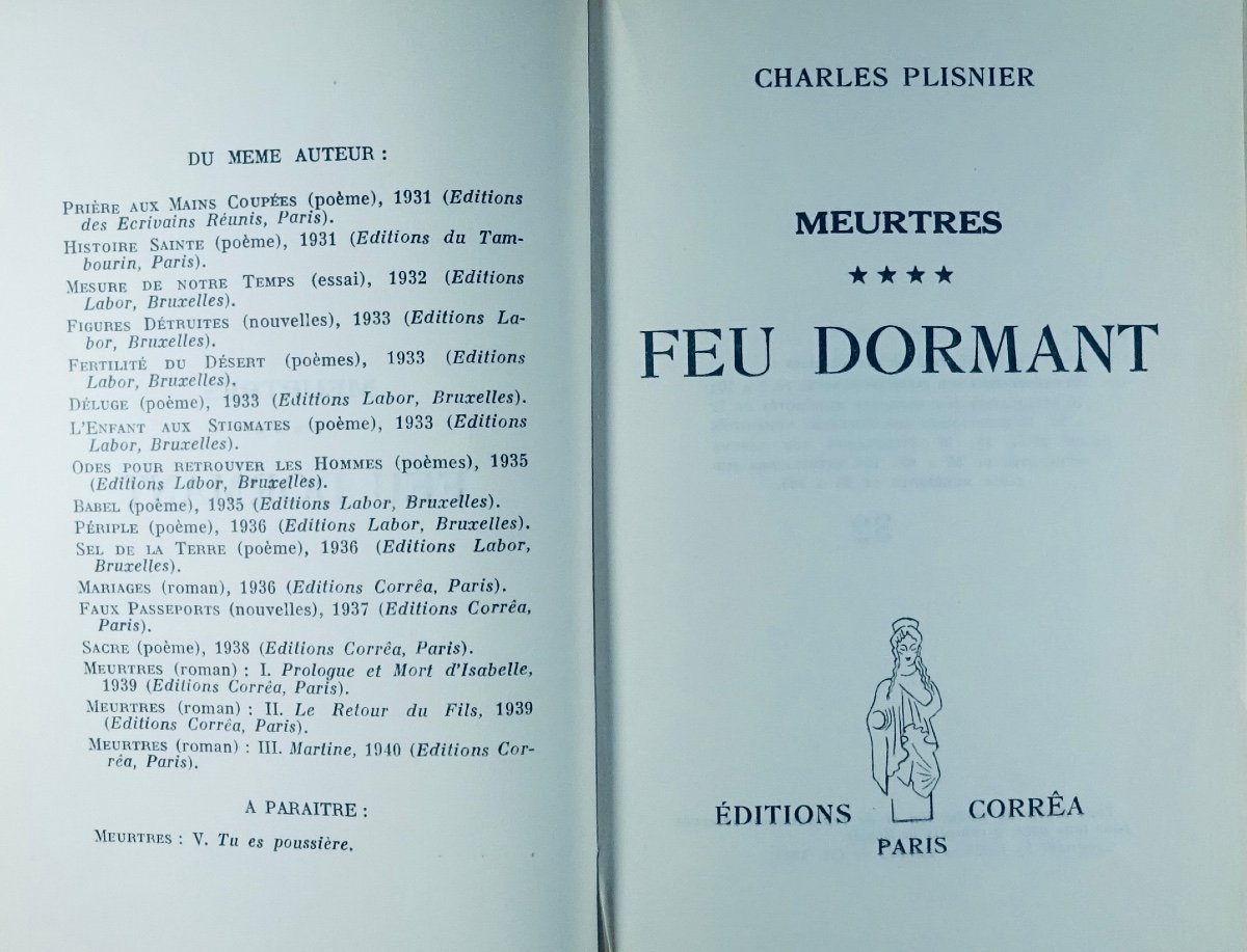 PLISNIER - Meurtres. Le Retour du fils. Martine. Feu dormant. La Dernière journée.  1939-41.-photo-4