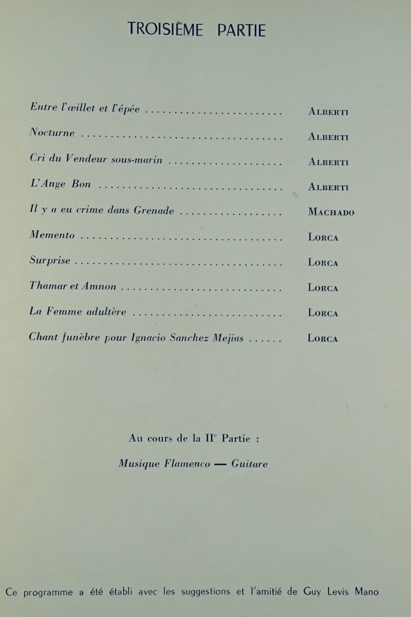 Theater Program - Vigil Of Spanish Poems. Town Hall, 1954. Signed.-photo-5