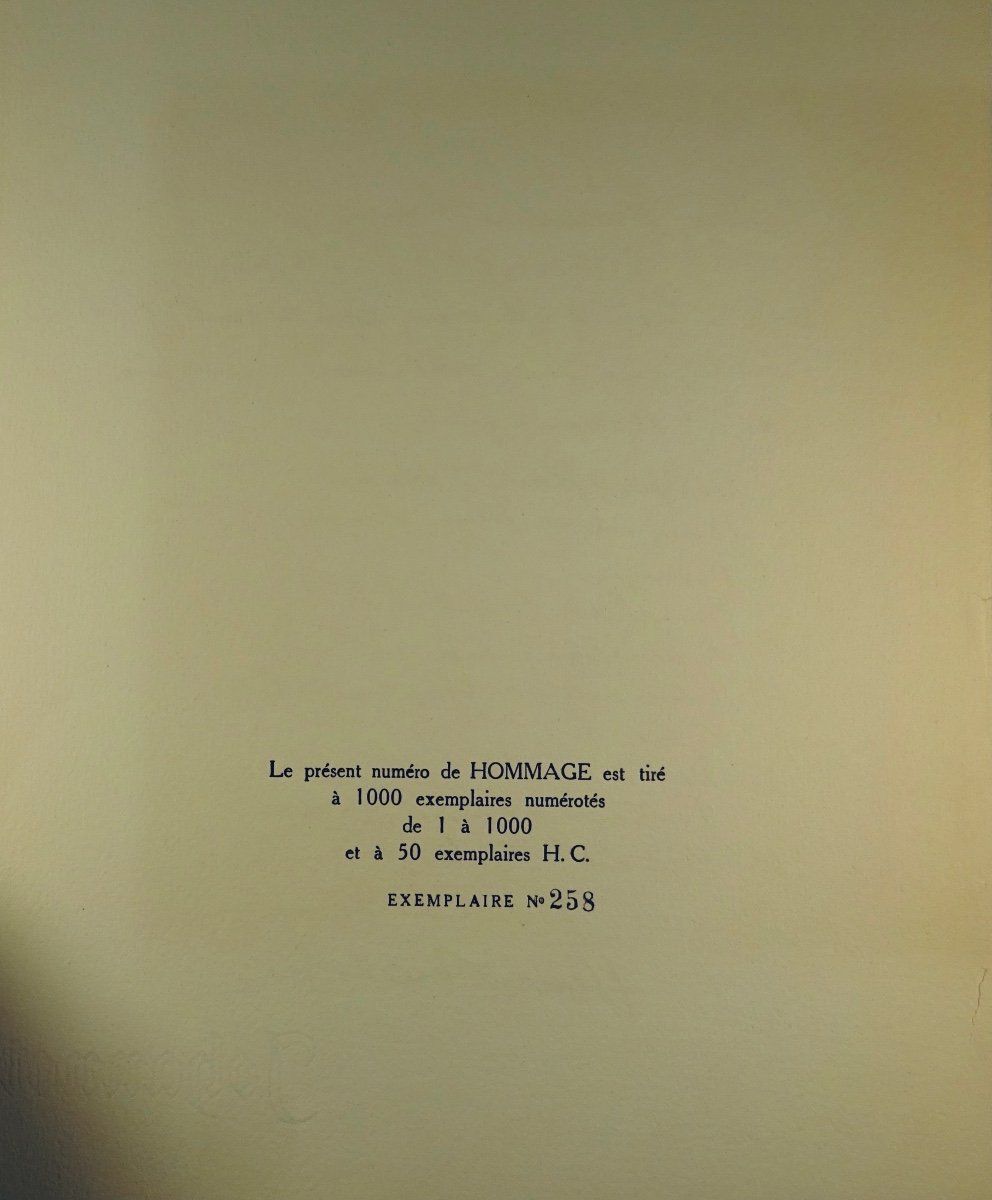 REVUE HOMMAGE - Deuxième numéro de Hommage. Monaco, Au bureau de la revue, 1944.-photo-3