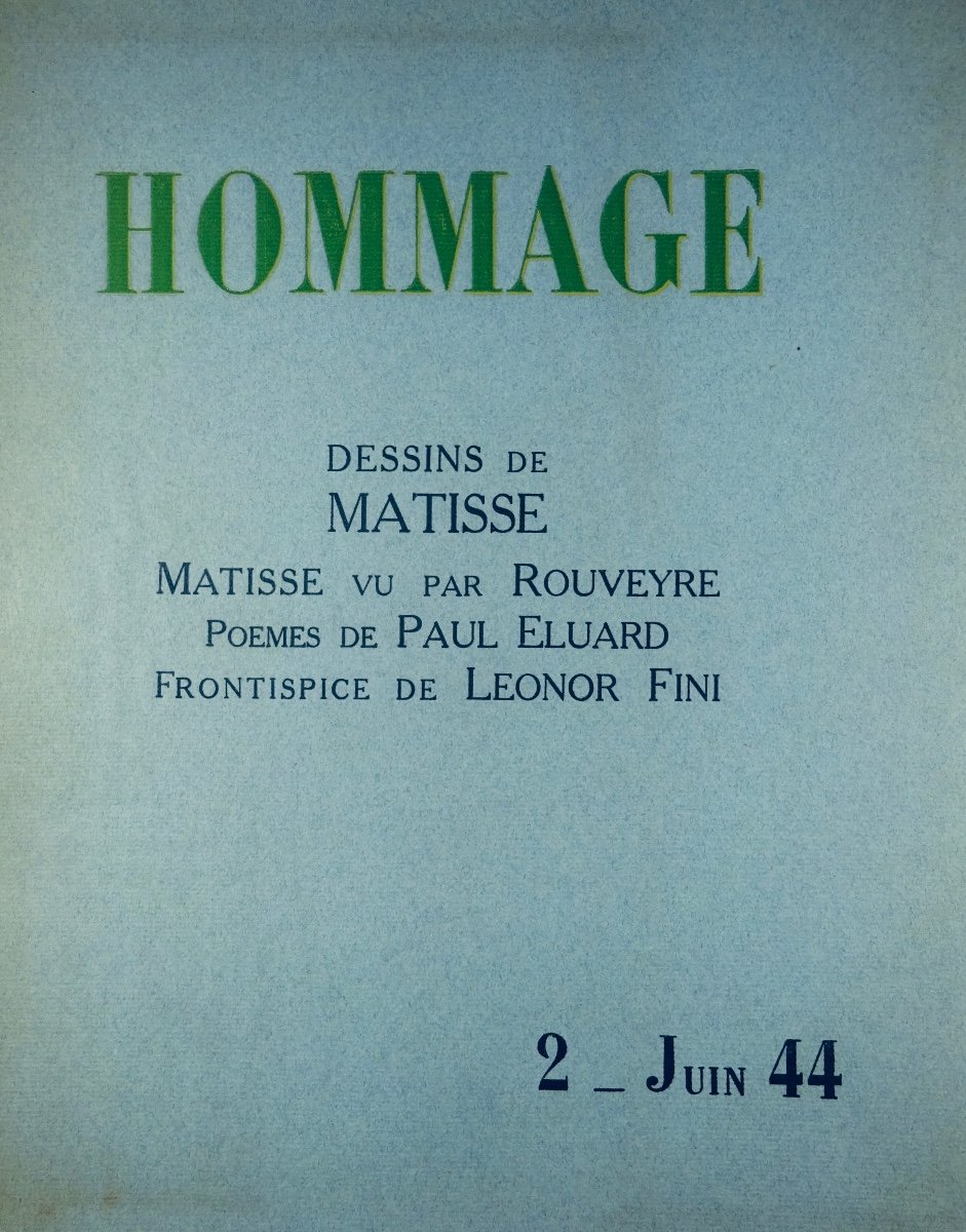 REVUE HOMMAGE - Deuxième numéro de Hommage. Monaco, Au bureau de la revue, 1944.
