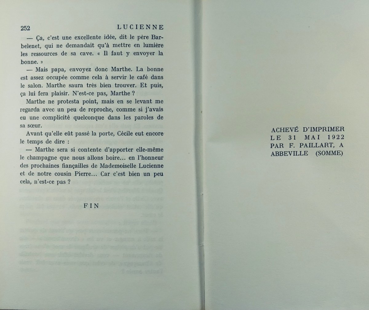 Romains (jules) - Lucienne. Paris, Gallimard, 1922. Original Edition.-photo-4