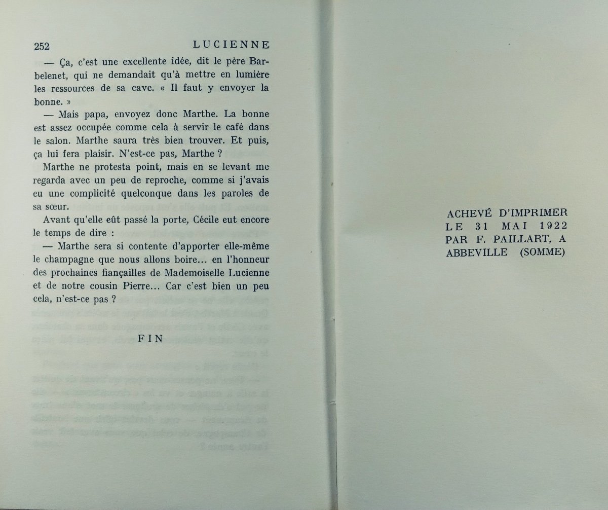 ROMAINS (Jules) - Lucienne. Paris, Gallimard, 1922. Édition originale.-photo-4